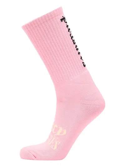 Pleasures Juicy Logo-intarsia Crew Socks In Pink
