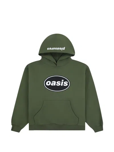 Pleasures Knebworth Logo-print Hoodie In Green