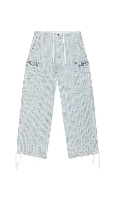 PLEASURES KNITTED INDIGO CARGO PANTS