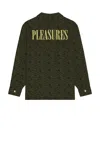 Pleasures Leaf Half Zip Shirt In Green