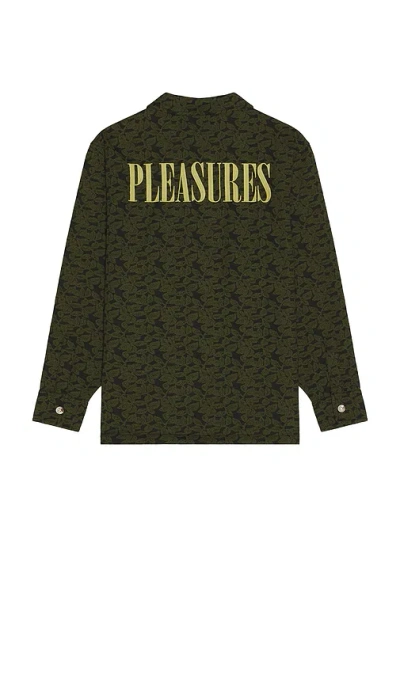PLEASURES LEAF HALF ZIP SHIRT