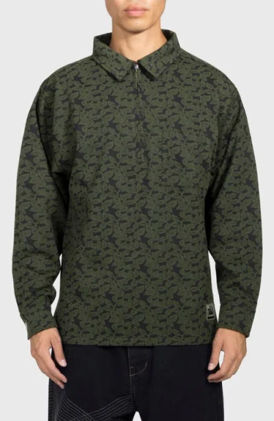 Pleasures Leaf Quarter Zip Shirt In Green