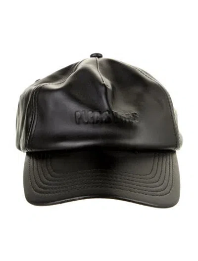 Pre-owned Pleasures Leather Baseball Hat In Black