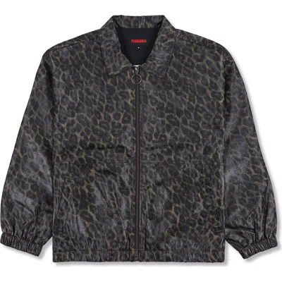 Pleasures Leopard Print Waxed Cotton Jacket In Black
