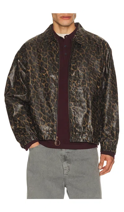 Pleasures Leopard Waxed Jacket In Animal Print