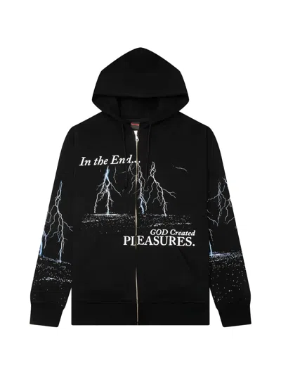 Pleasures Lightning-print Hoodie In Black
