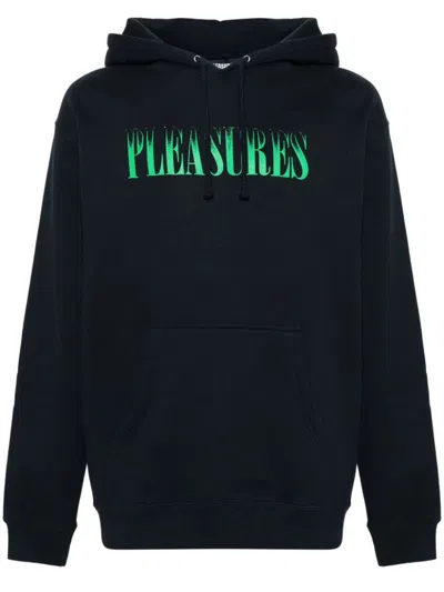 Pleasures Logo Cotton Hoodie In Black