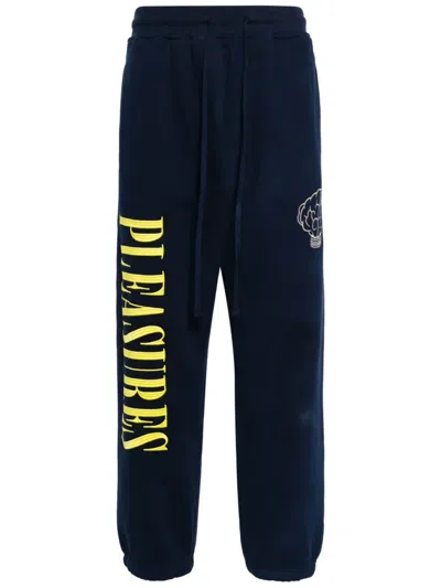 Pleasures Logo-embroidered Track Pants In Blue