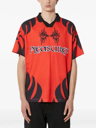 Pleasures Logo-print Polo Shirt In Red