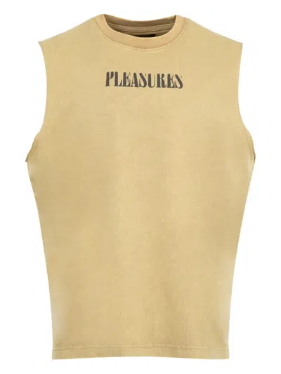 Pleasures Logo-print Sleeveless Top In Yellow