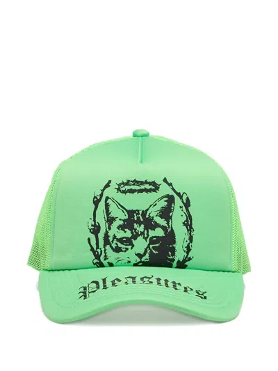 Pleasures Logo-print Trucker Cap In Green