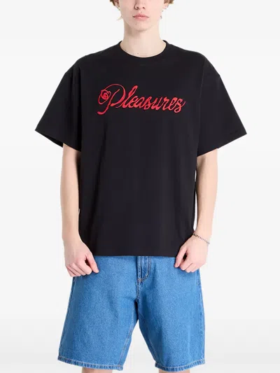 Pleasures Logo-print T-shirt In Black