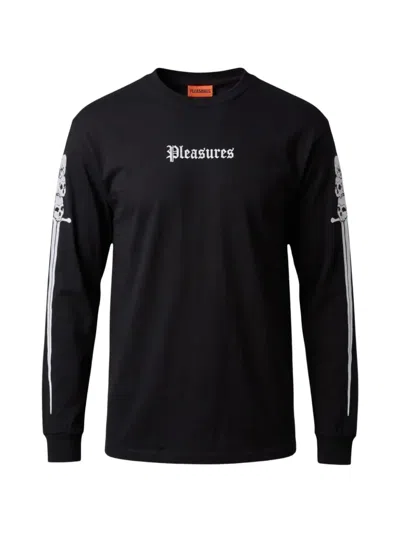 Pleasures Luster Logo-embroidered T-shirt In Black