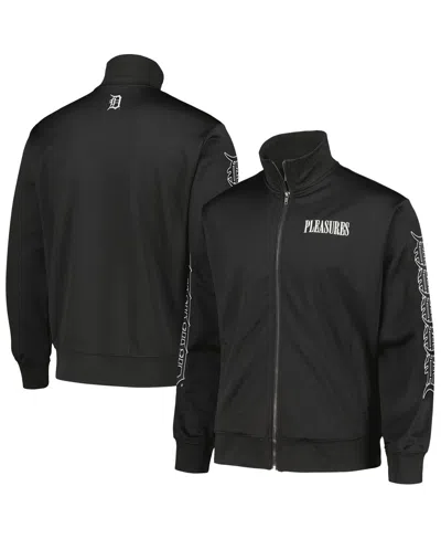 PLEASURES MEN'S BLACK DETROIT TIGERS PITCHER FULL-ZIP TRACK JACKET