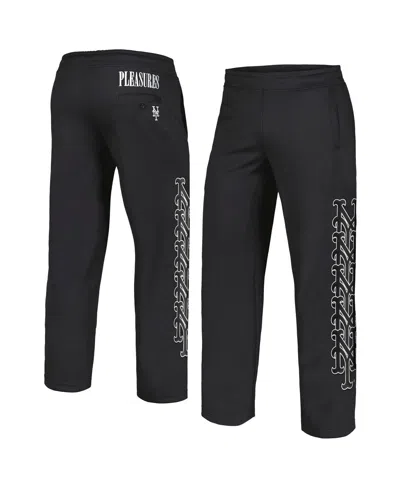 PLEASURES MEN'S BLACK NEW YORK METS PITCHER TRACK PANTS