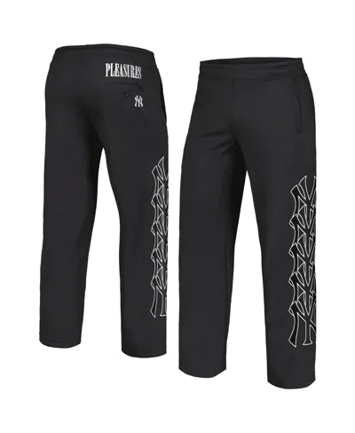 PLEASURES MEN'S BLACK NEW YORK YANKEES PITCHER TRACK PANTS