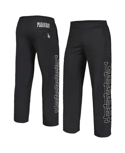 PLEASURES MEN'S PLEASURES BLACK LOS ANGELES DODGERS PITCHER TRACK PANTS