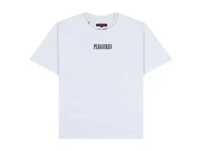 Pre-owned Pleasures Men's  Cut Here Heavyweight T-shirt In White