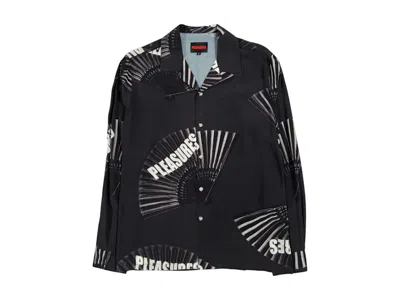 Pre-owned Pleasures Men's  Fans Long Sleeve Button Down Shirt In Black