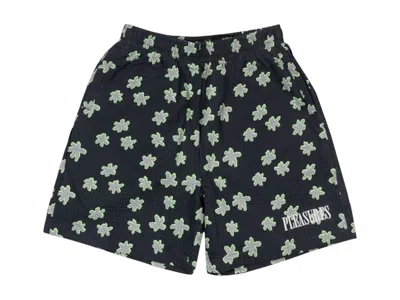 Pre-owned Pleasures Men's  Floral Seersucker Shorts In Black