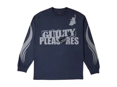 Pre-owned Pleasures Men's  Guilty Long Sleeve T-shirt In Navy Blue