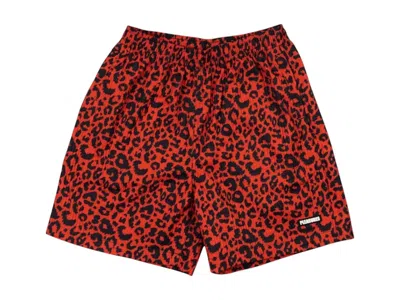 Pre-owned Pleasures Men's  Leopard Active Shorts In Red