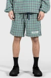 Pleasures Misquote Diamond Pattern Shorts In Navy