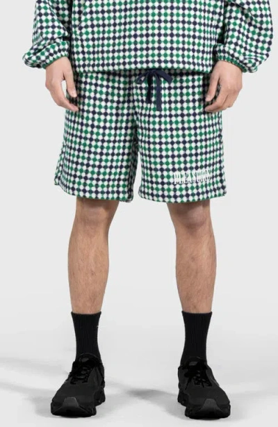 Pleasures Misquote Diamond Pattern Shorts In Navy