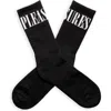Pleasures Monitor Logo Inarsia Cotton Crew Socks In Black