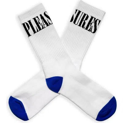 Pleasures Monitor Logo Inarsia Cotton Crew Socks In White