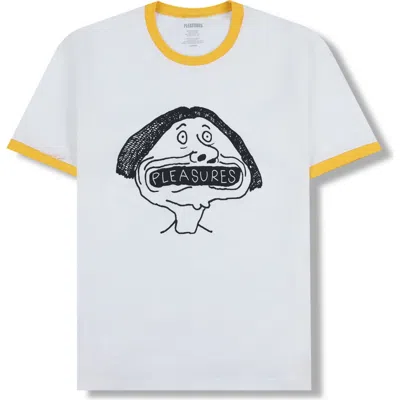 Pleasures Mouthful Cotton Graphic Ringer T-shirt In Brown