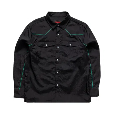 Pre-owned Pleasures Nylon Western Button Up 'black' | Men's Size M