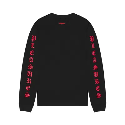 Pre-owned Pleasures Oe Heavyweight Long-sleeve 'black/red' | Men's Size Xxl