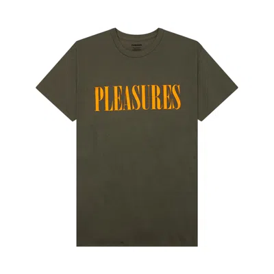 Pre-owned Pleasures Onyx 24 T-shirt 'olive' In White