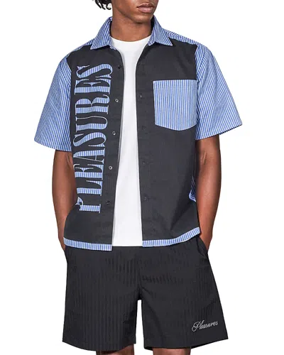 Pleasures Onyx Block Logo Pocket Shirt In Blue