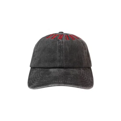 Pre-owned Pleasures Onyx Crown Washed Cap 'black/red'