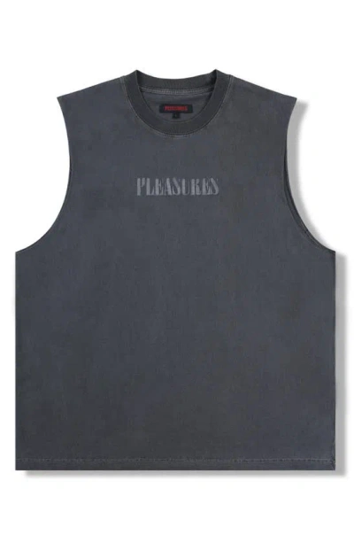 Pleasures Onyx Logo Graphic Muscle Tee In Faded Black