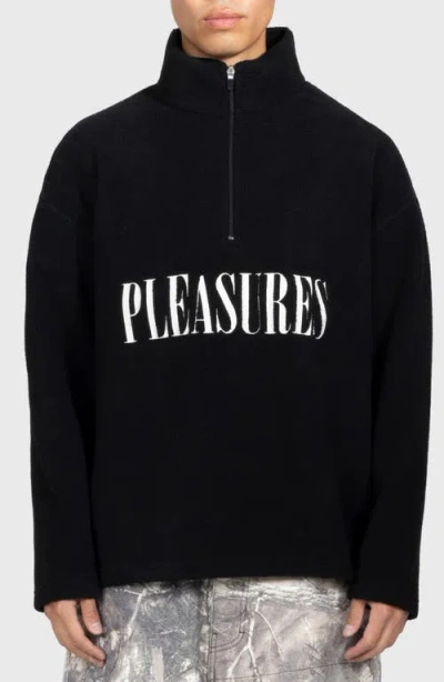 Pleasures Onyx Oversize Half Zip Fleece Pullover In Black