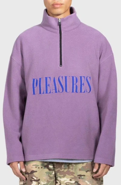 Pleasures Onyx Oversize Half Zip Fleece Pullover In Purple