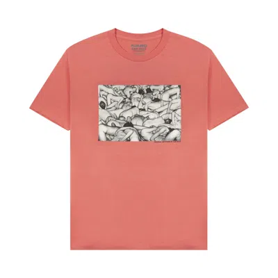 Pre-owned Pleasures Orgy Tee 'coral' | Pink | Men's Size Xl