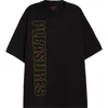 Pleasures Outline Embroidered Logo Heavyweight Cotton T-shirt In Black