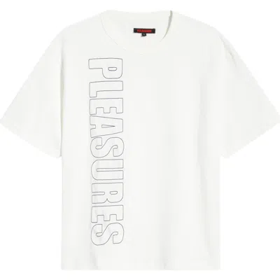 Pleasures Outline Embroidered Logo Heavyweight Cotton T-shirt In White