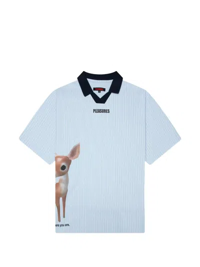 Pleasures Relaxed Fit Wherever You Go Graphic Polo Shirt In Blue