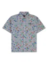 Pleasures Pile Stripe Short Sleeve Button-up Shirt In Blue