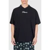 Pleasures Planets Johnny Collar Graphic Polo In Black