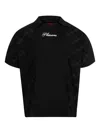 Pleasures Planets Johnny Collar Graphic Polo In Black