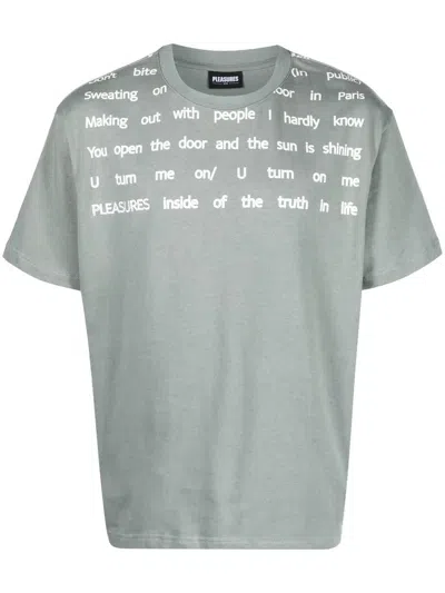 Pleasures Polite Heavyweight Graphic-print T-shirt In Grey