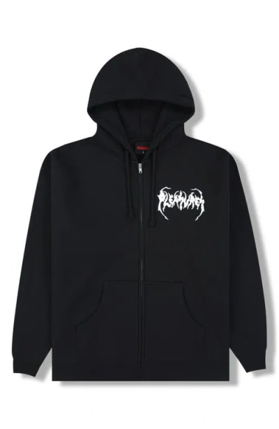 Pleasures Pond Graphic Zip Hoodie In Black