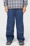 Pleasures Position Baggy Fit Wide Leg Jeans In Blue