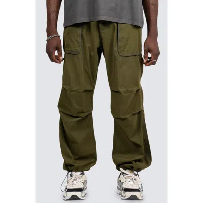 Pleasures Public Parachute Utility Pants In Olive